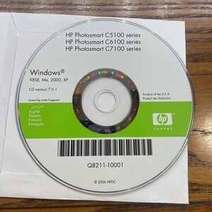 Hp Photosmart C5100 C6100 C7100 Series Printers Software Driver CD DVD only
